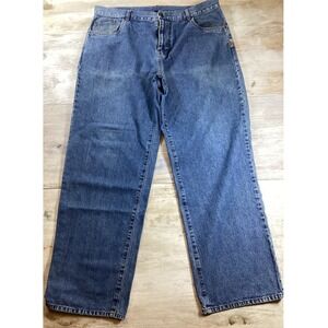 Vintage Hurley Jeans Mens Blue Denim Casual Pants Wide Leg Skater Baggy 38x32